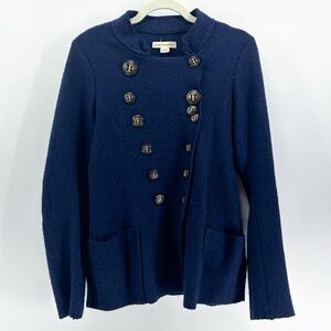 Anthropologie Gro Abrahamsson Navy Windfall Boiled Wool Cardigan Medium